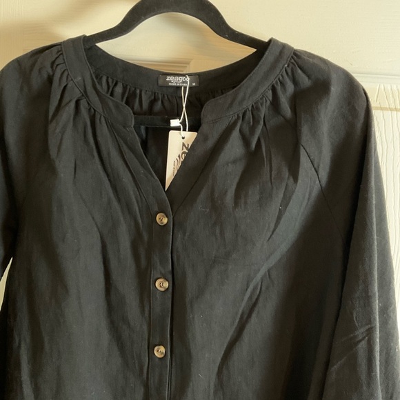 Zeagoo Women Blouse V Neck Tie Knot Front Long Sleeve size medium - Picture 2 of 6